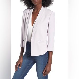 Pale lilac open front shawl collar blazer